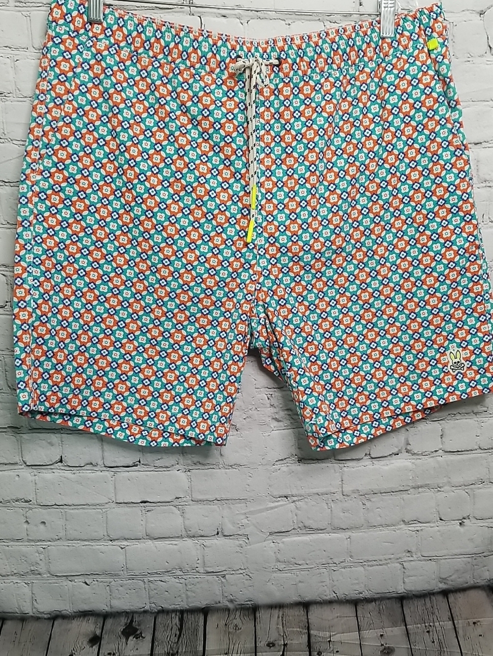 Psycho Bunny Orange Blue Swim Trunks XXLarge